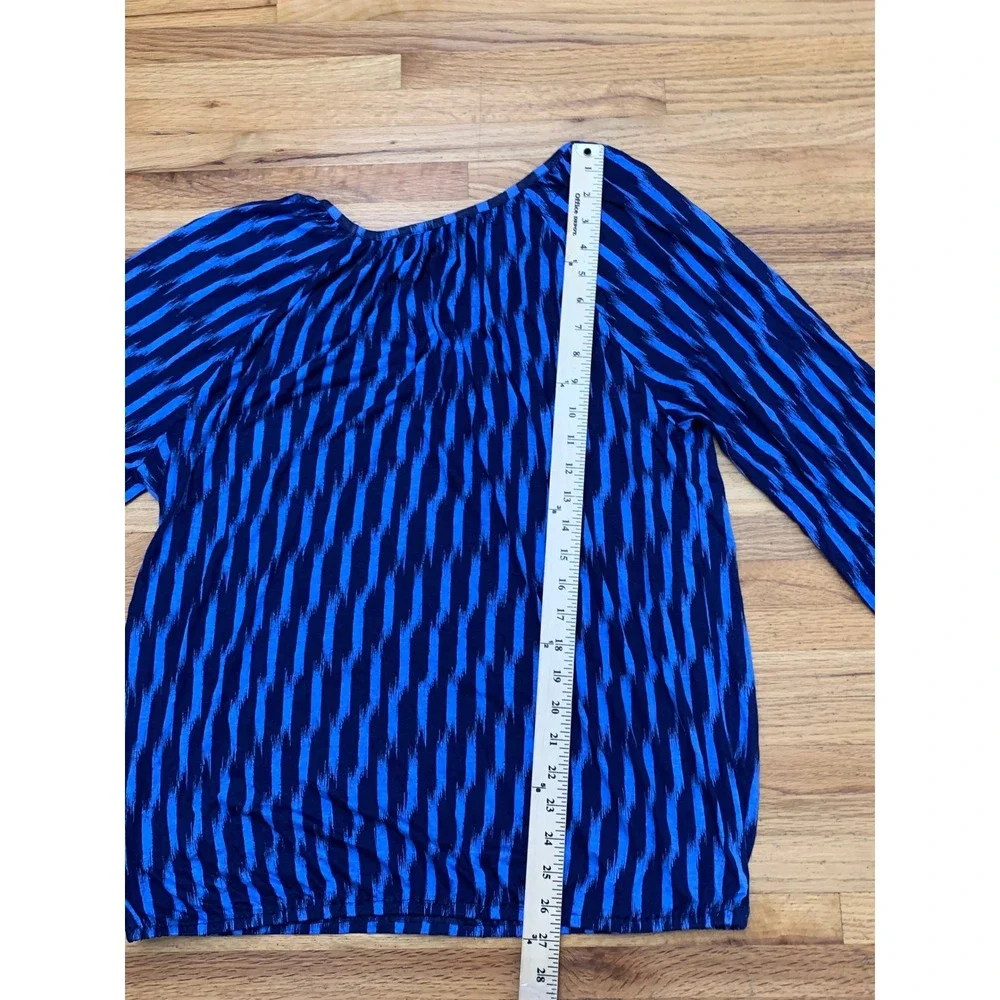 Michael Michael Kors Women's Blue Ikat Stripe Viscose Scoop Neck Blouse XL